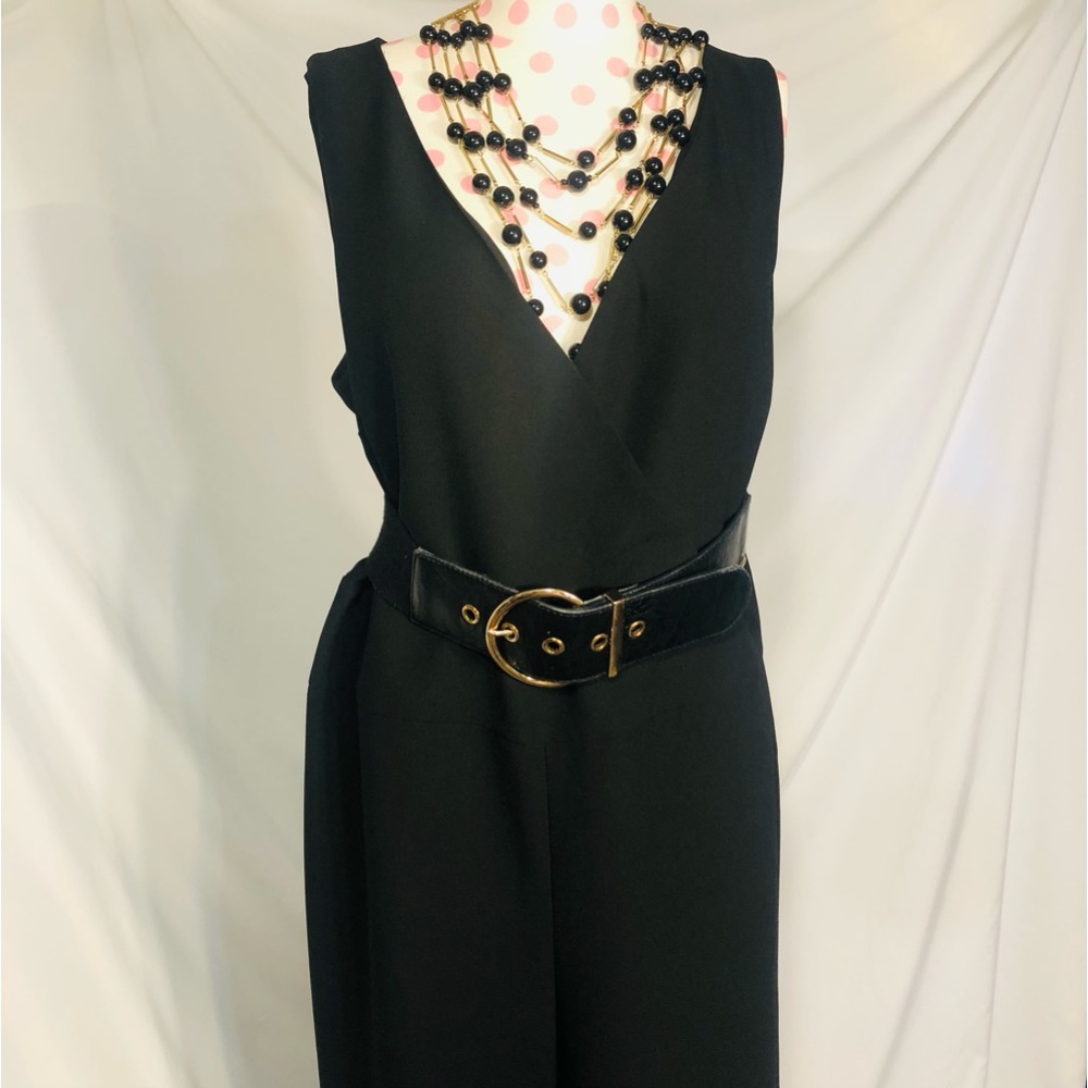 Lauren by Ralph Lauren Black Sleeveless Pantsuit Jumpsuit Sz 12